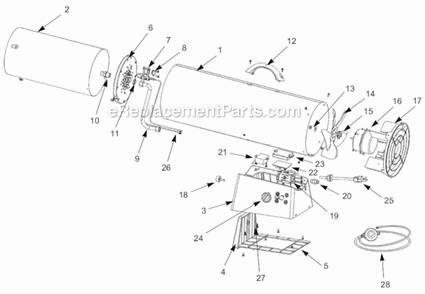 Propane Forced Air Heaters Diagram and Parts List for PT125VGFA  Pro Temp Heater